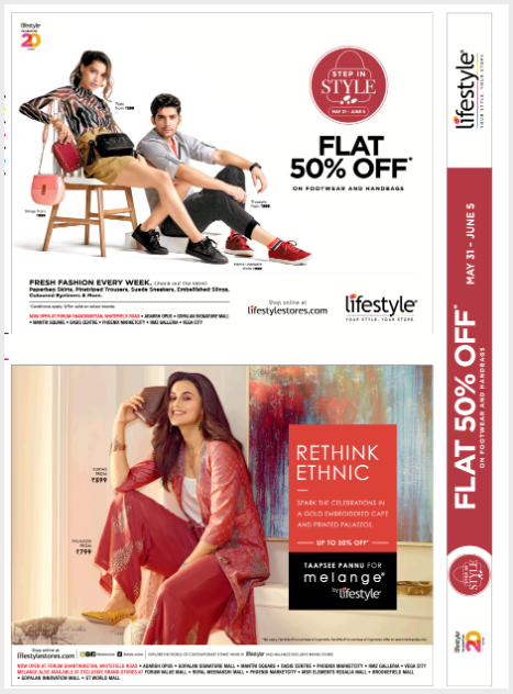 TOI Bangalore Ad for fashion brand Lifestyle