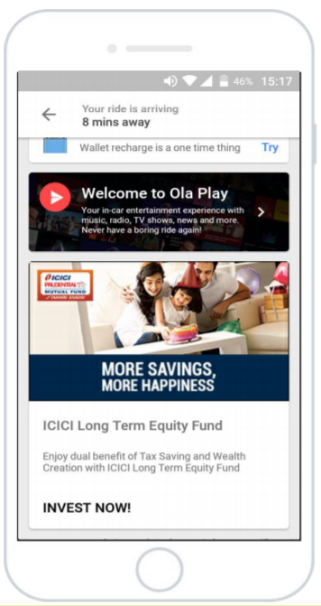FinTech Ads on Ola App