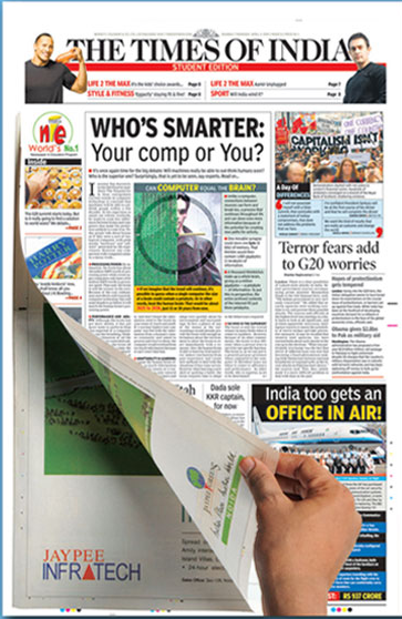 Front Page Gate Fold Innovative Image Ad In Newspaper